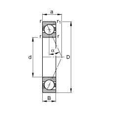 主轴轴承 B7207-E-T-P4S, 调节，成对或单元安装，接触角 α = 25°，限制公差